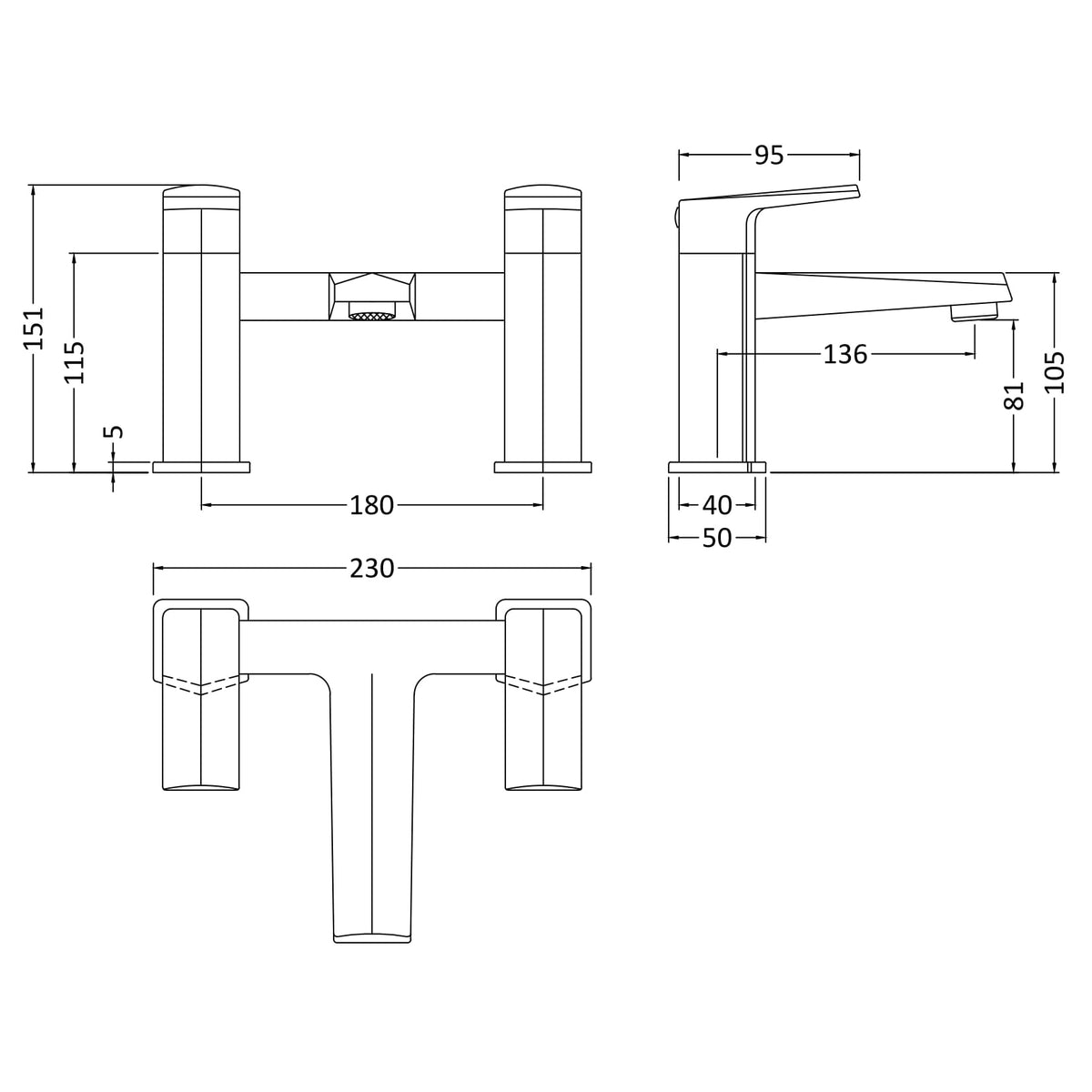 Nexus Deck Mounted Bath Filler Tap - Chrome