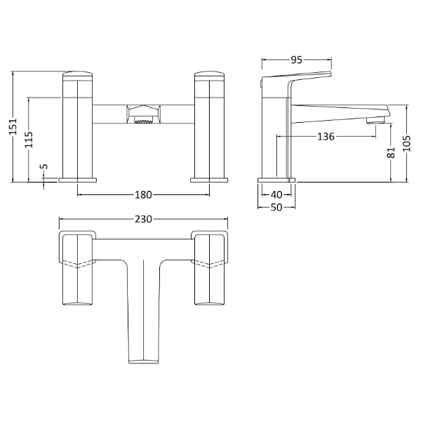 Nexus Deck Mounted Bath Filler Tap - Chrome