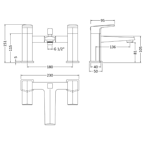 Nexus Deck Mounted Bath Shower Mixer Tap - Chrome