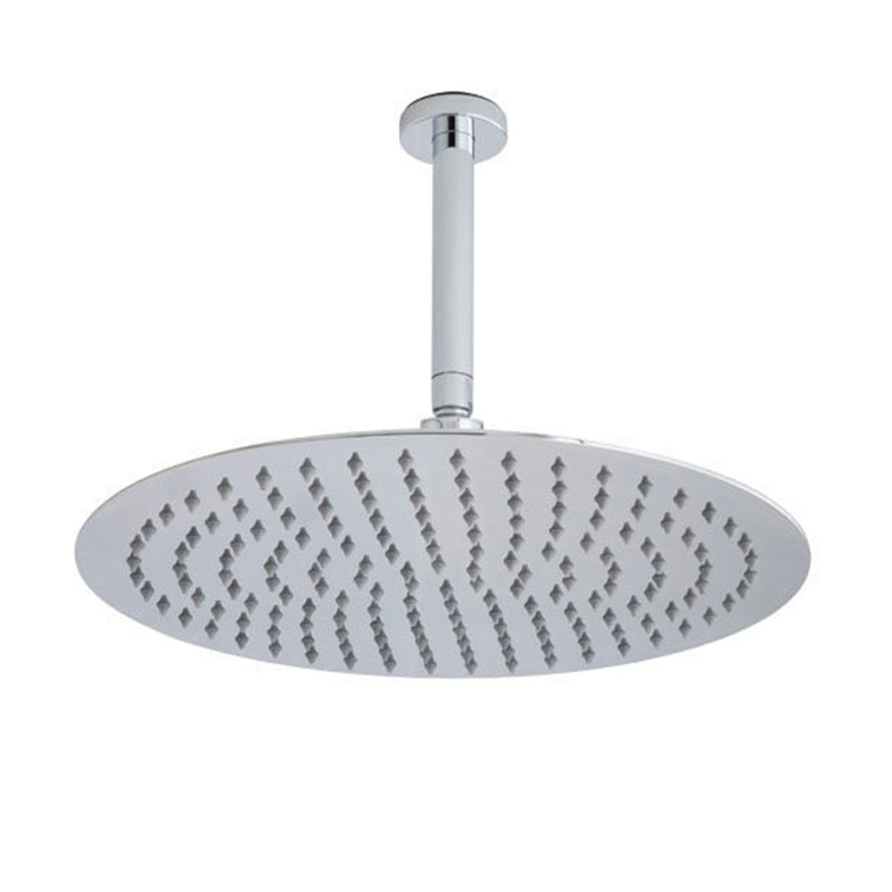 Clifton Round Fixed Shower Head And Ceiling Arm - 400mm x 400mm - Chrome