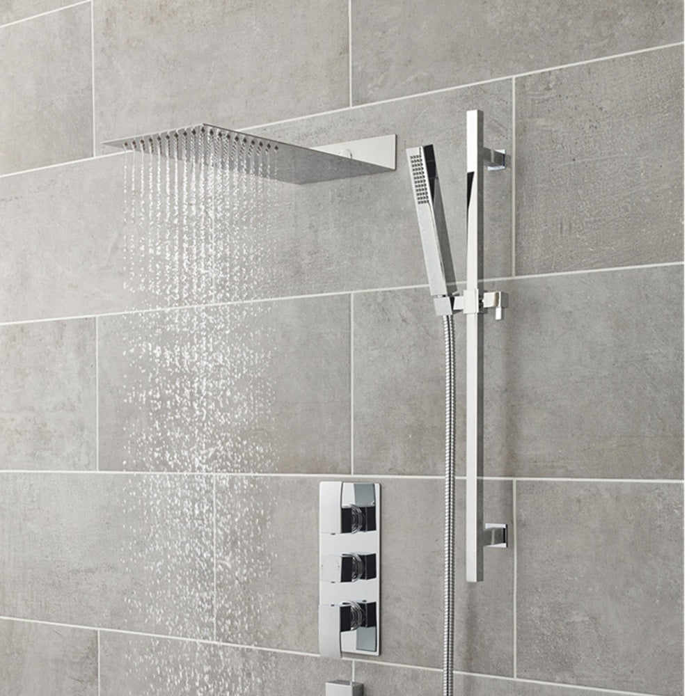 Clifton Thin Fixed Shower Head - 200mm x 430mm - Chrome