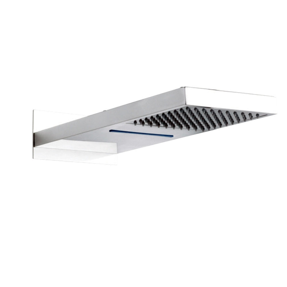 Clifton Rectangular Fixed Shower Head With Waterfall - 500mm x 200mm - Chrome