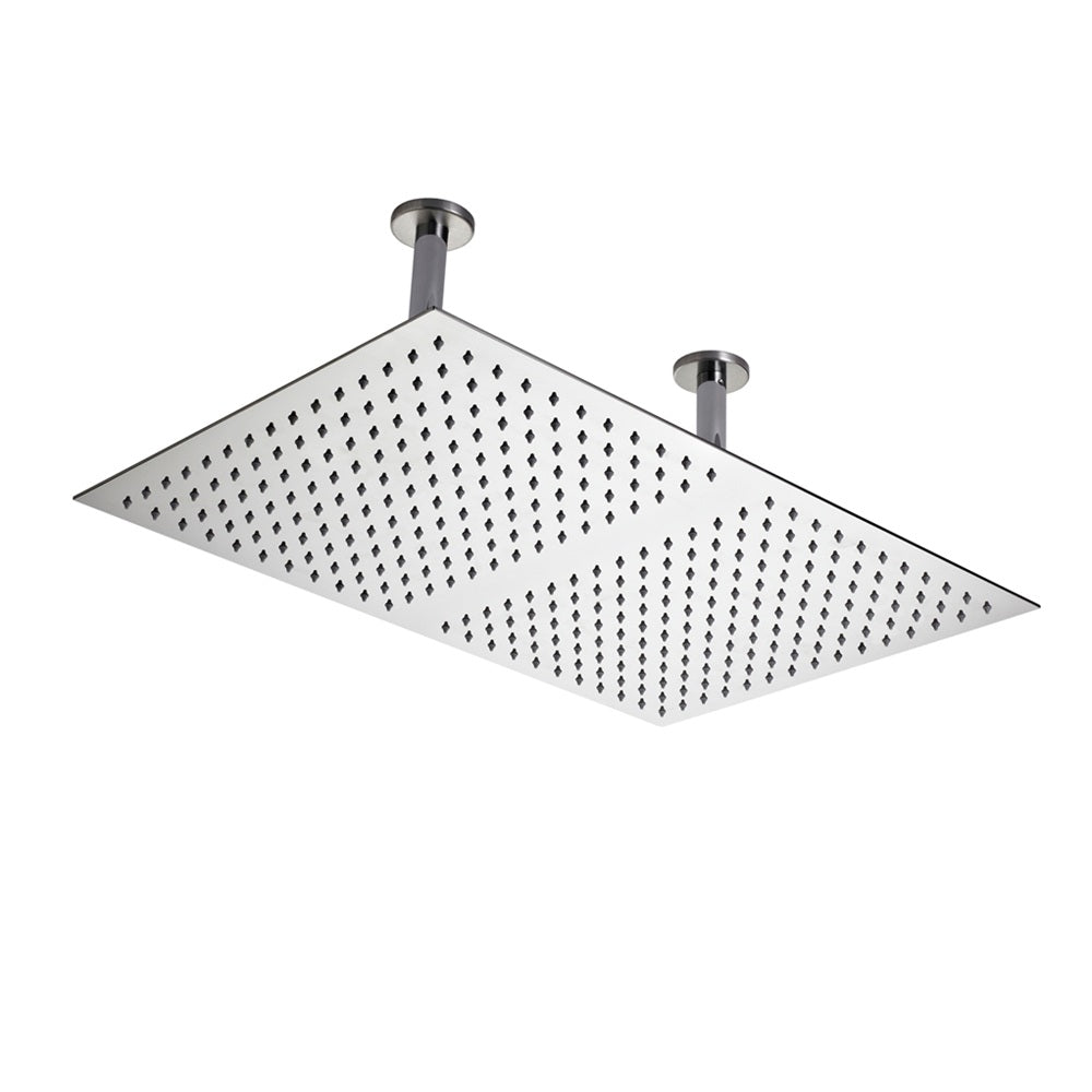 Clifton Rectangular Ceiling Mounted Shower Head And Arm - 600mm x 400mm - Chrome
