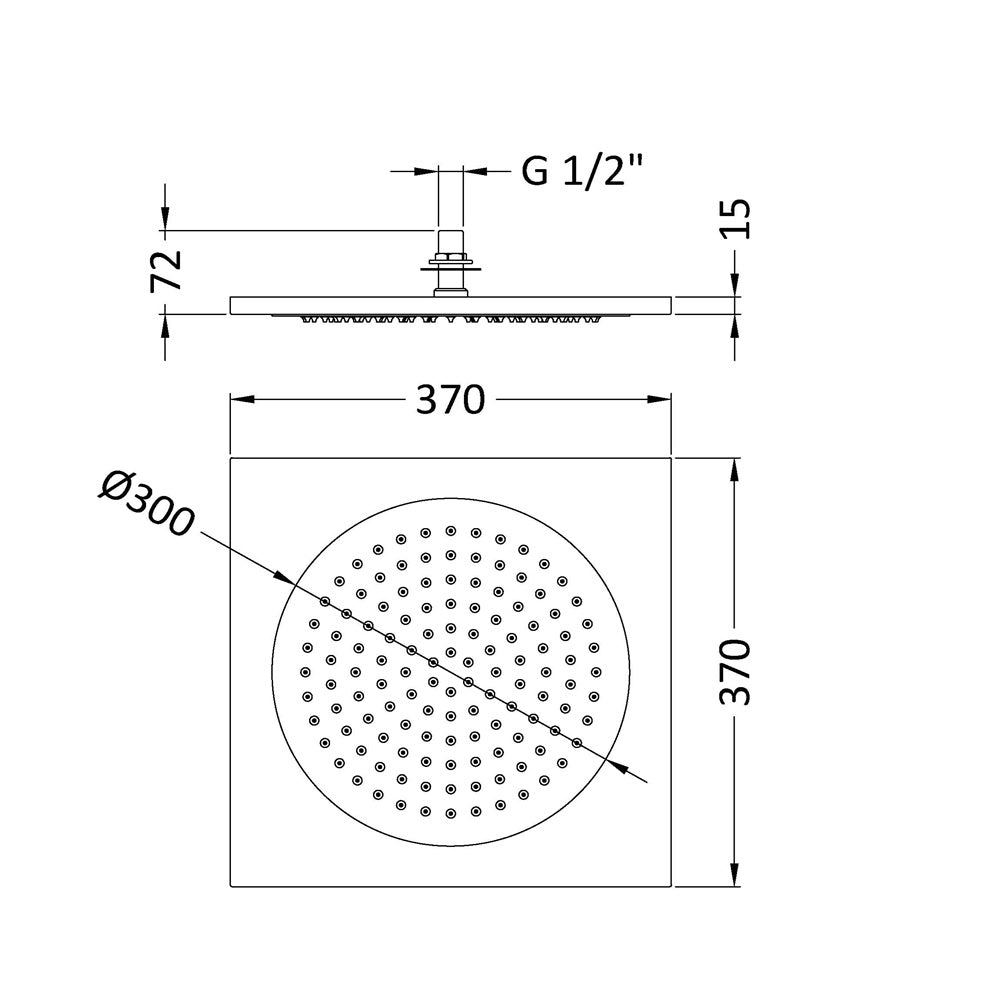 Clifton Square Fixed Shower Head - Chrome