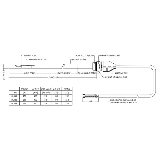 Opra Standard Heating Element - Chrome