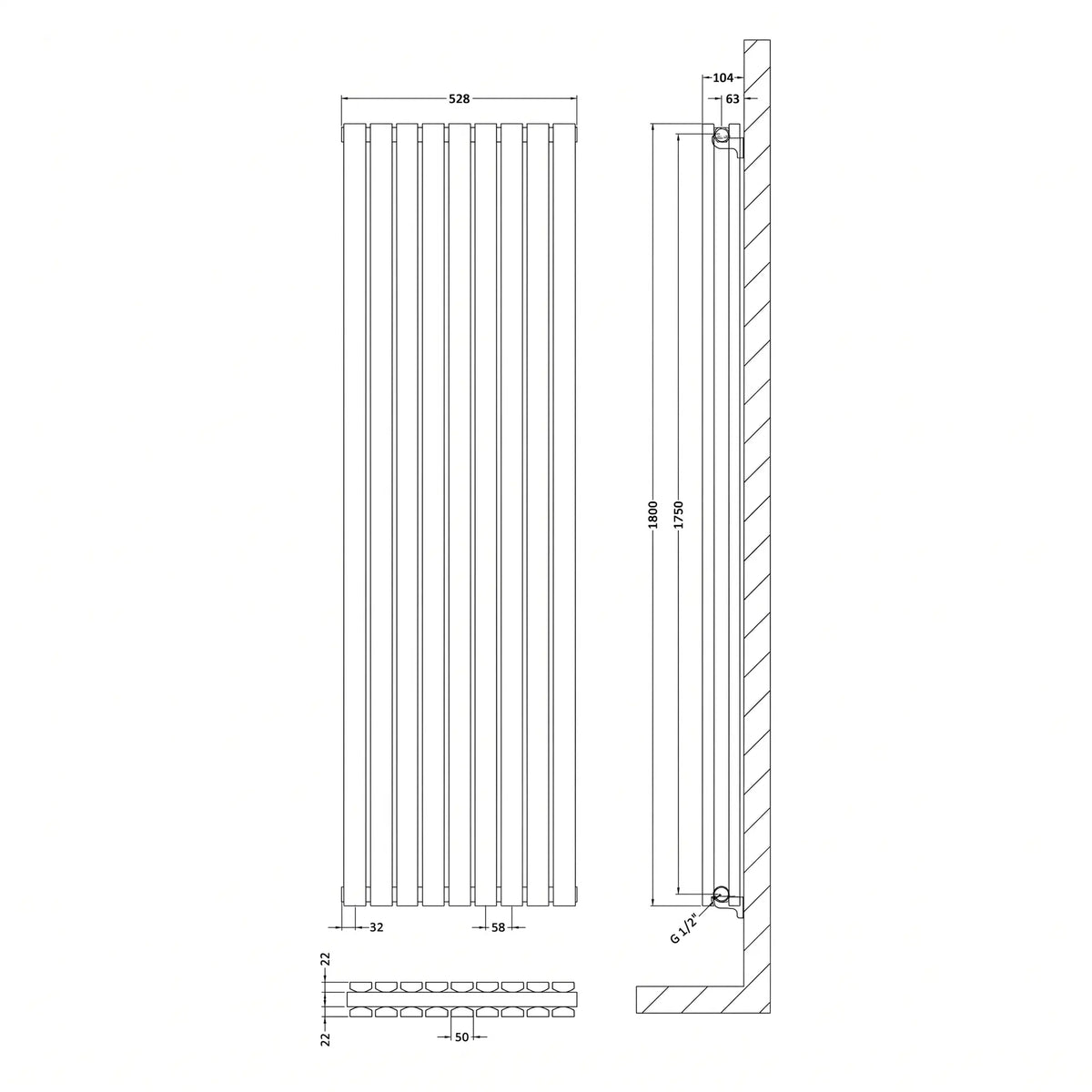Aston Double Panel Vertical Designer Radiator