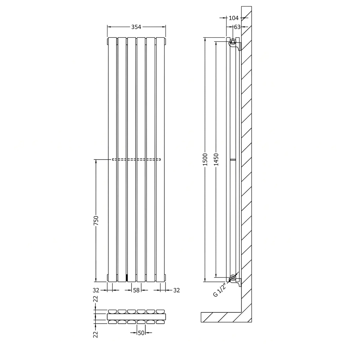 Aston Double Panel Vertical Designer Radiator