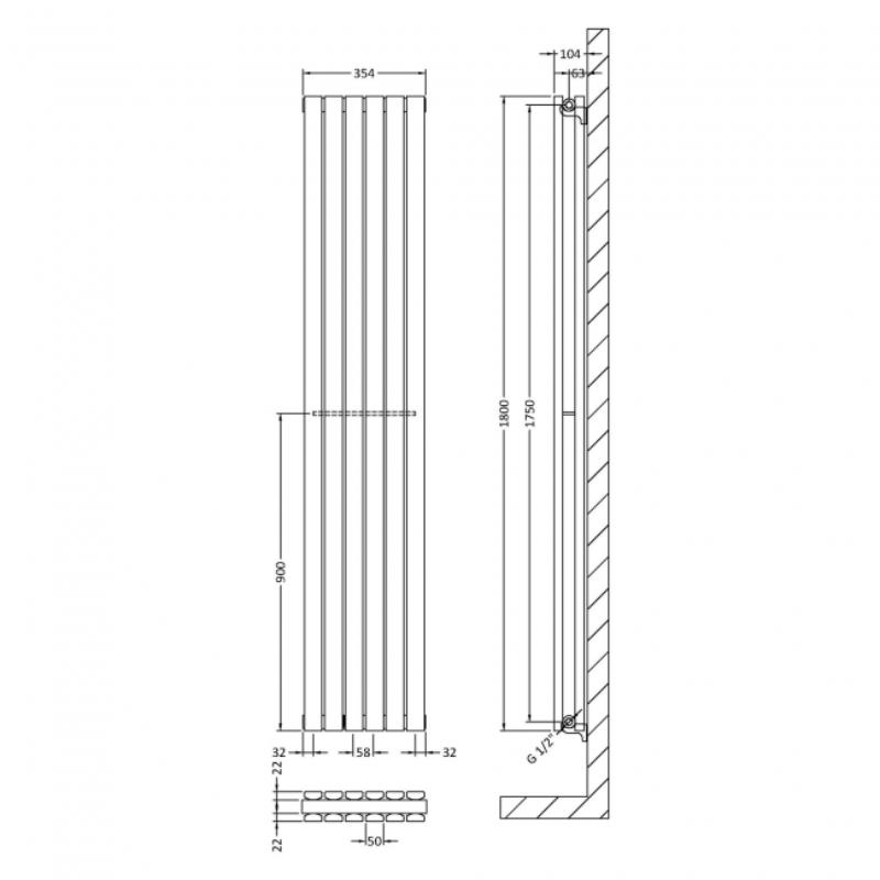 Aston Double Panel Vertical Designer Radiator