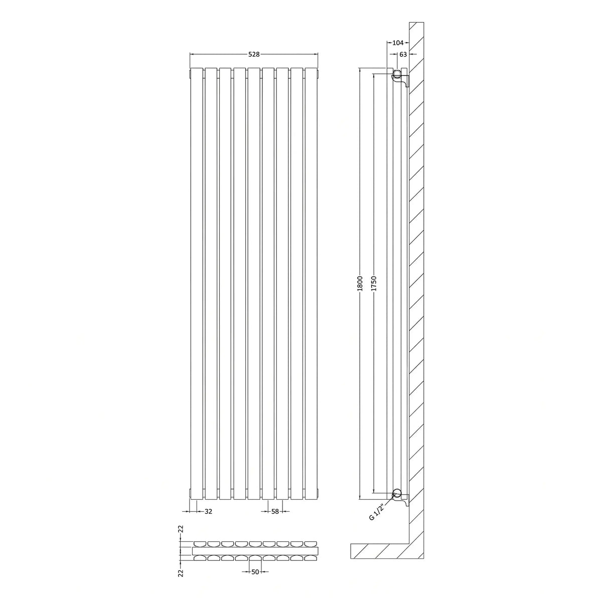 Aston Double Panel Vertical Designer Radiator