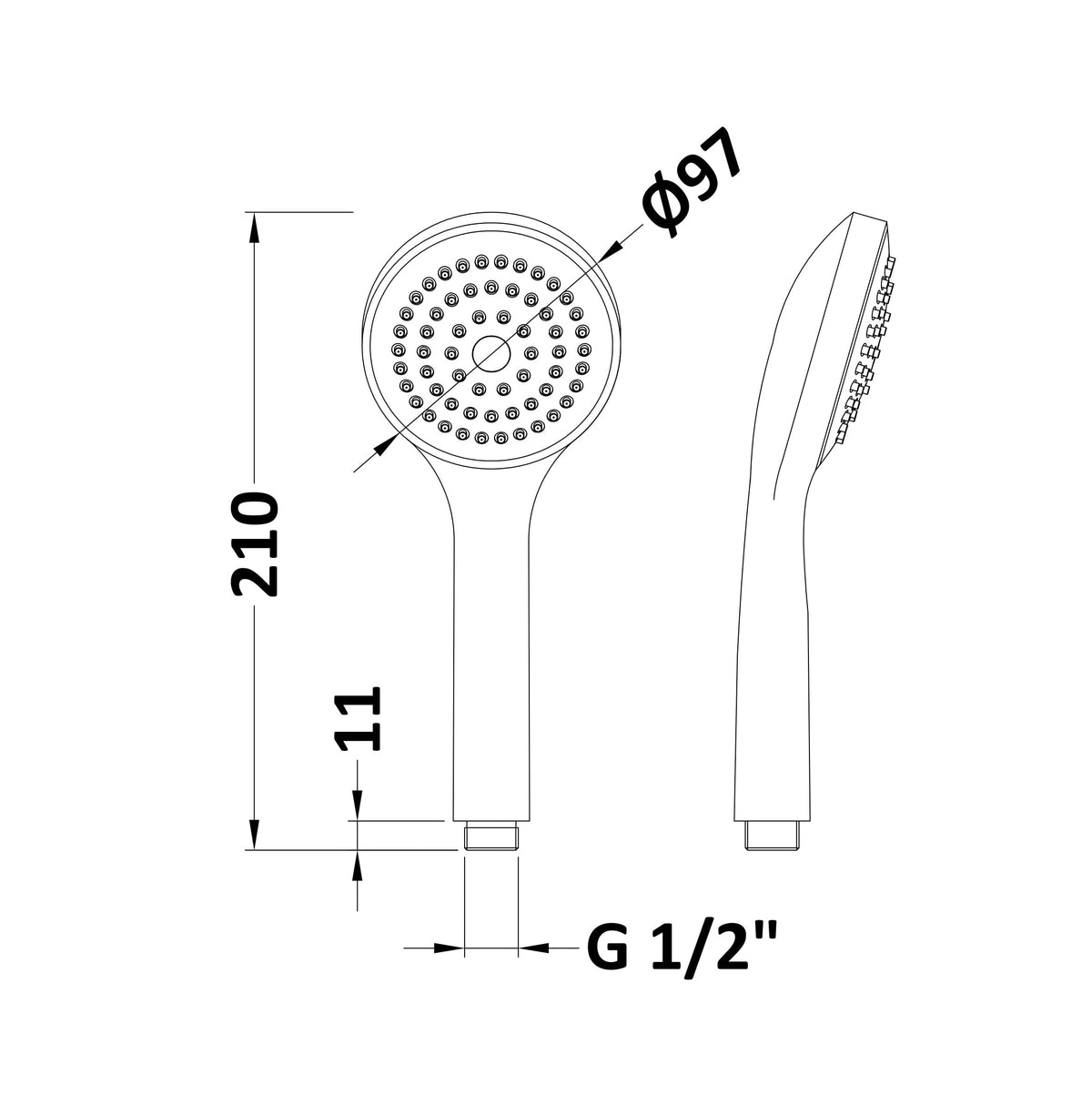 Hype Minimalist Easy Clean Shower Handset - Chrome