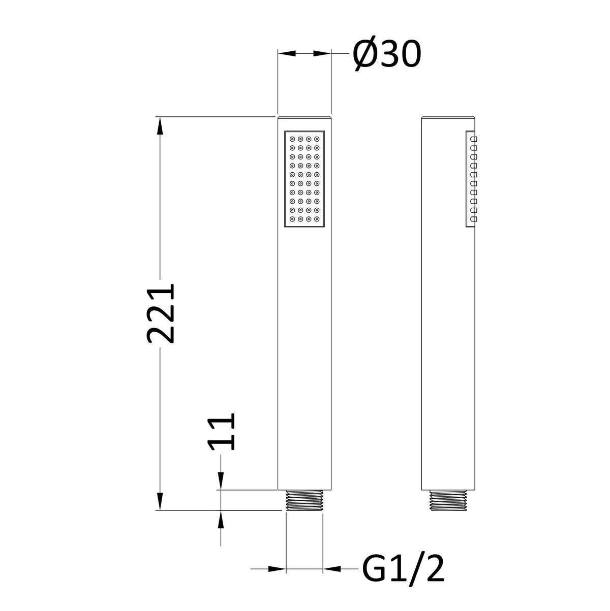 Hype Round Shower Handset Kit - 210mm