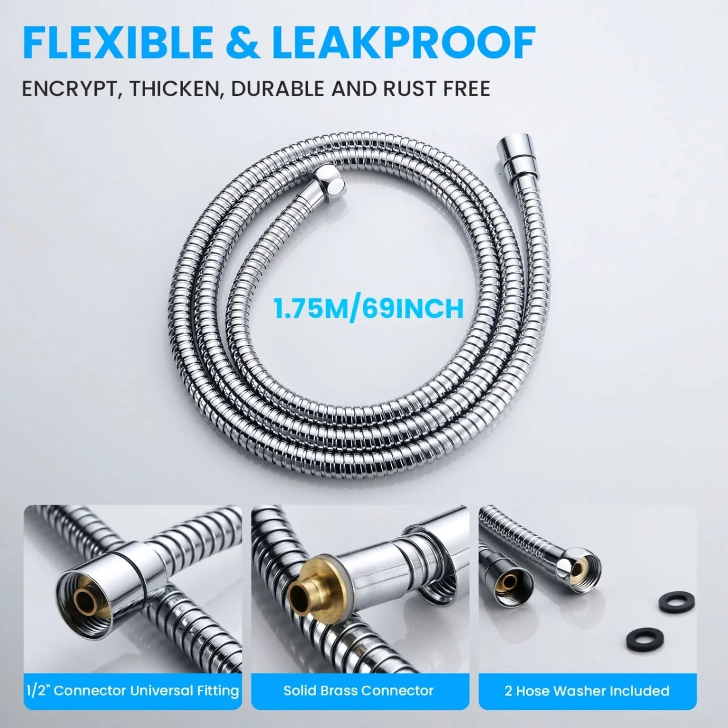 VeeBath Flexira Bath Shower Hose - Chrome
