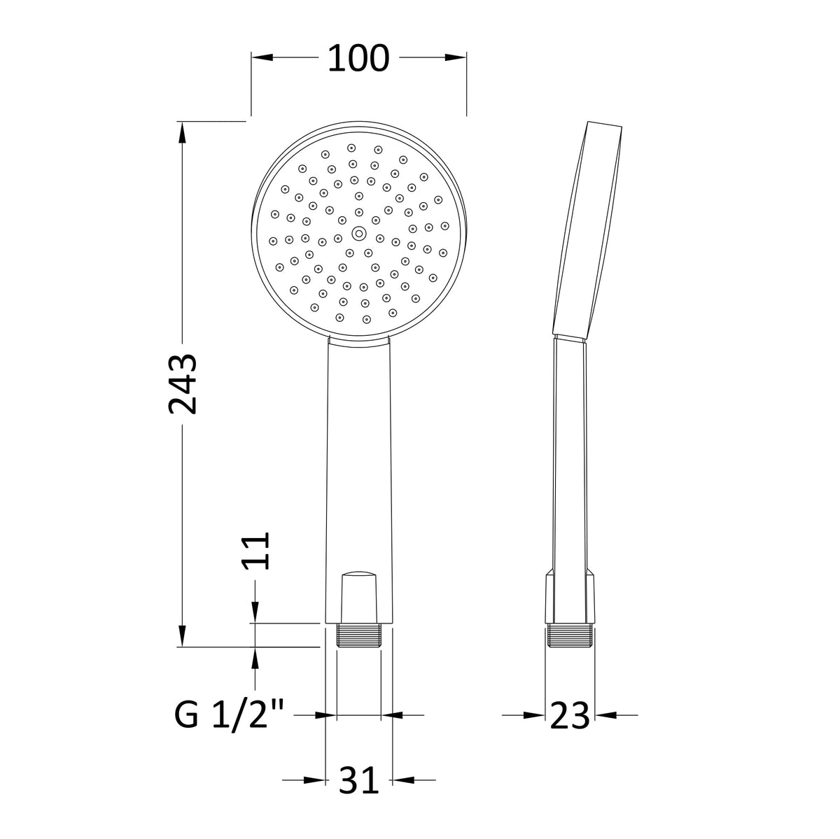 Hype Water Saving Single Function Shower Handset Kit - Chrome