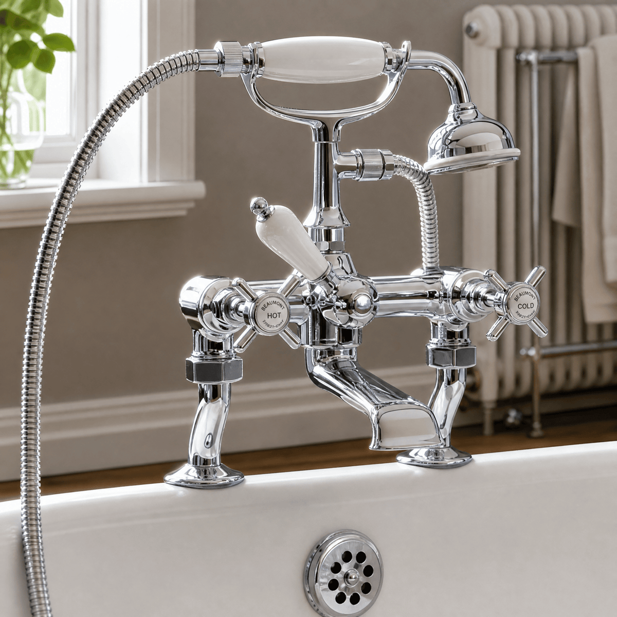 Chatsworth Luxury Cranked Bath Shower Mixer Tap - Chrome