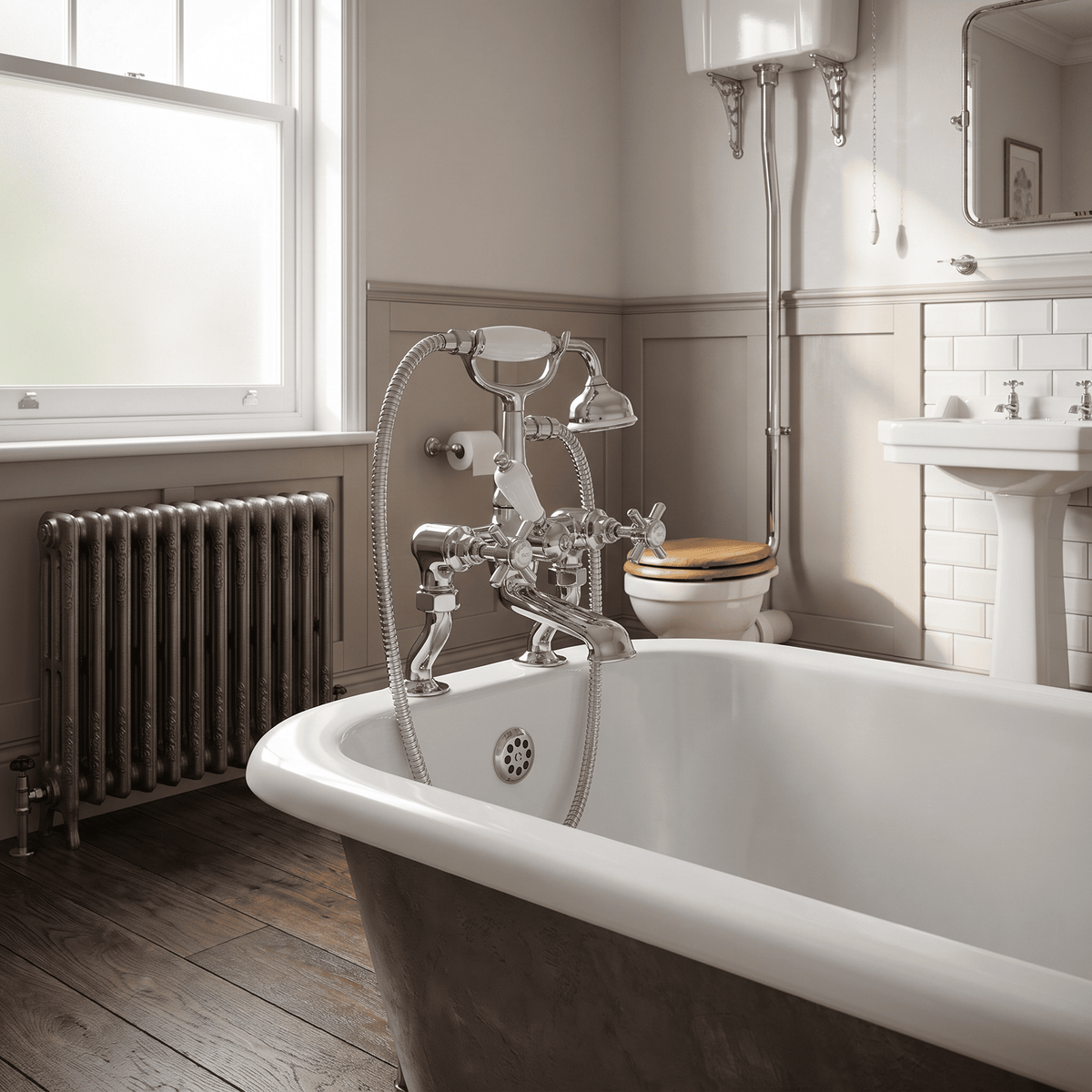 Chatsworth Luxury Cranked Bath Shower Mixer Tap - Chrome