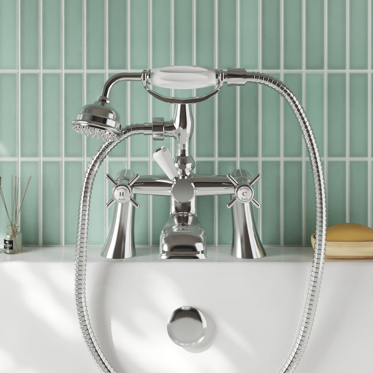 Chatsworth Deck Mounted Bath Shower Mixer Tap - Chrome