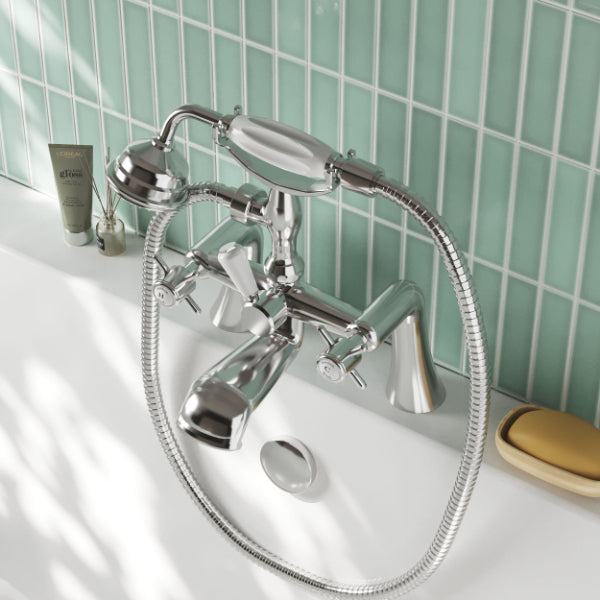 Chatsworth Deck Mounted Bath Shower Mixer Tap - Chrome