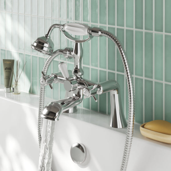 Chatsworth Deck Mounted Bath Shower Mixer Tap - Chrome