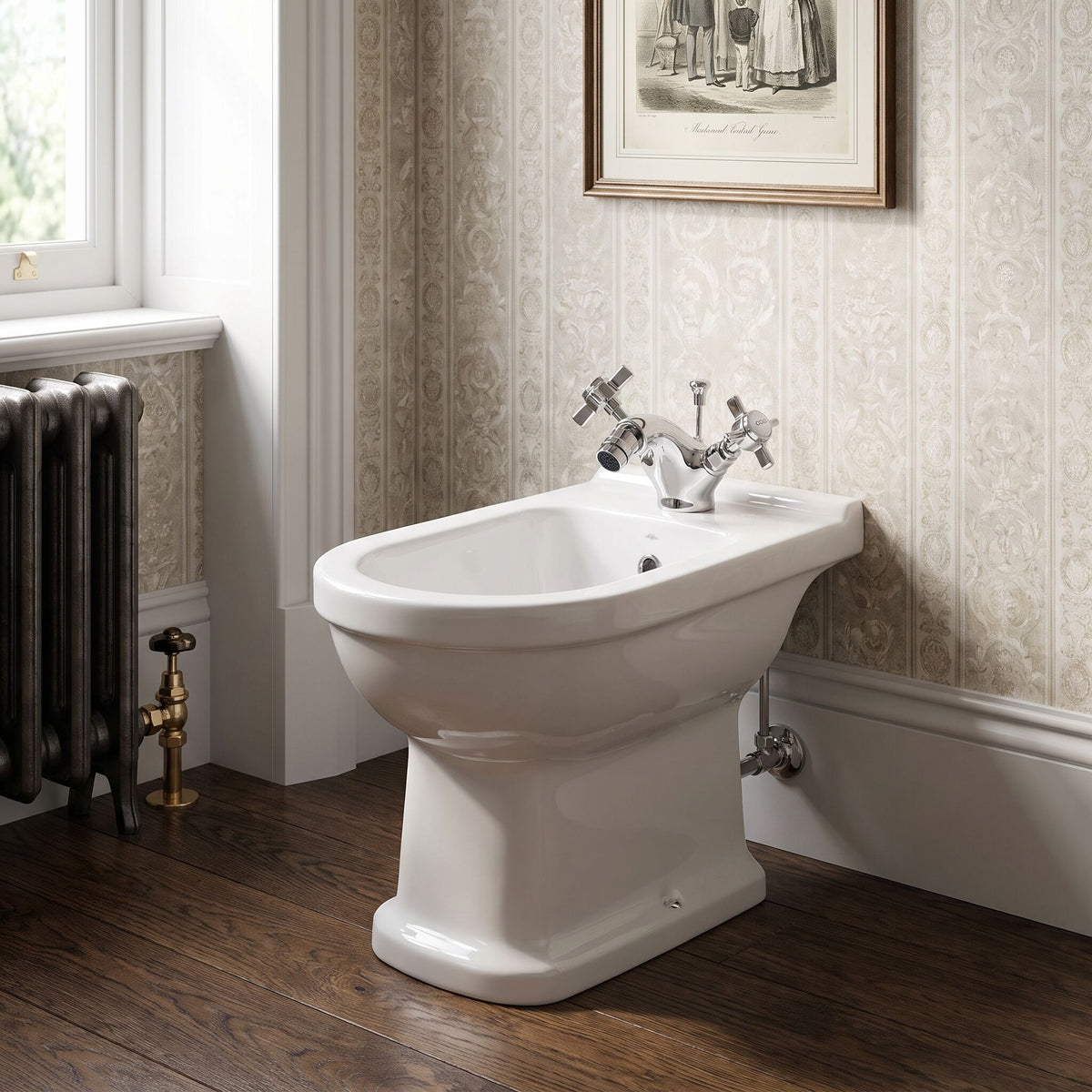 Chatsworth Luxury Mono Dual Handle Bidet Mixer Tap With Waste - Chrome