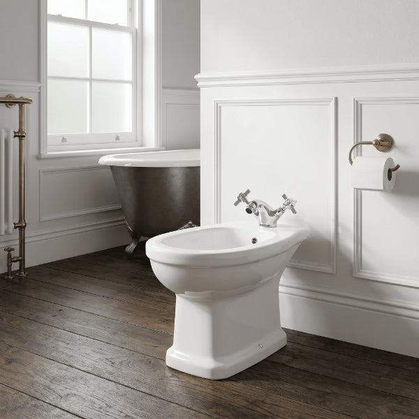 Chatsworth Luxury Dual Handle Mono Bidet Mixer Tap With Waste - Chrome