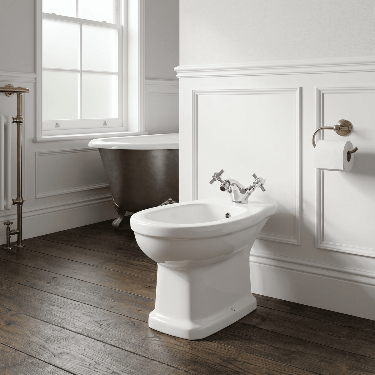 Chatsworth Luxury Mono Dual Handle Bidet Mixer Tap With Waste - Chrome