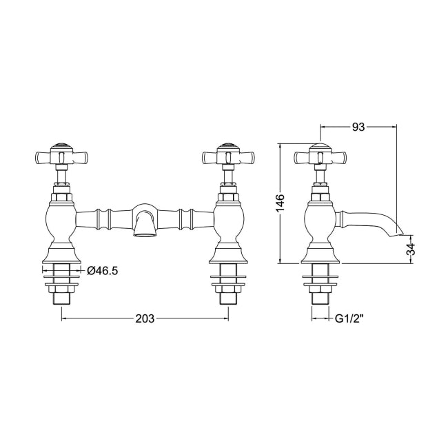 Chatsworth Luxury 2 Hole Basin Mixer Tap - Chrome