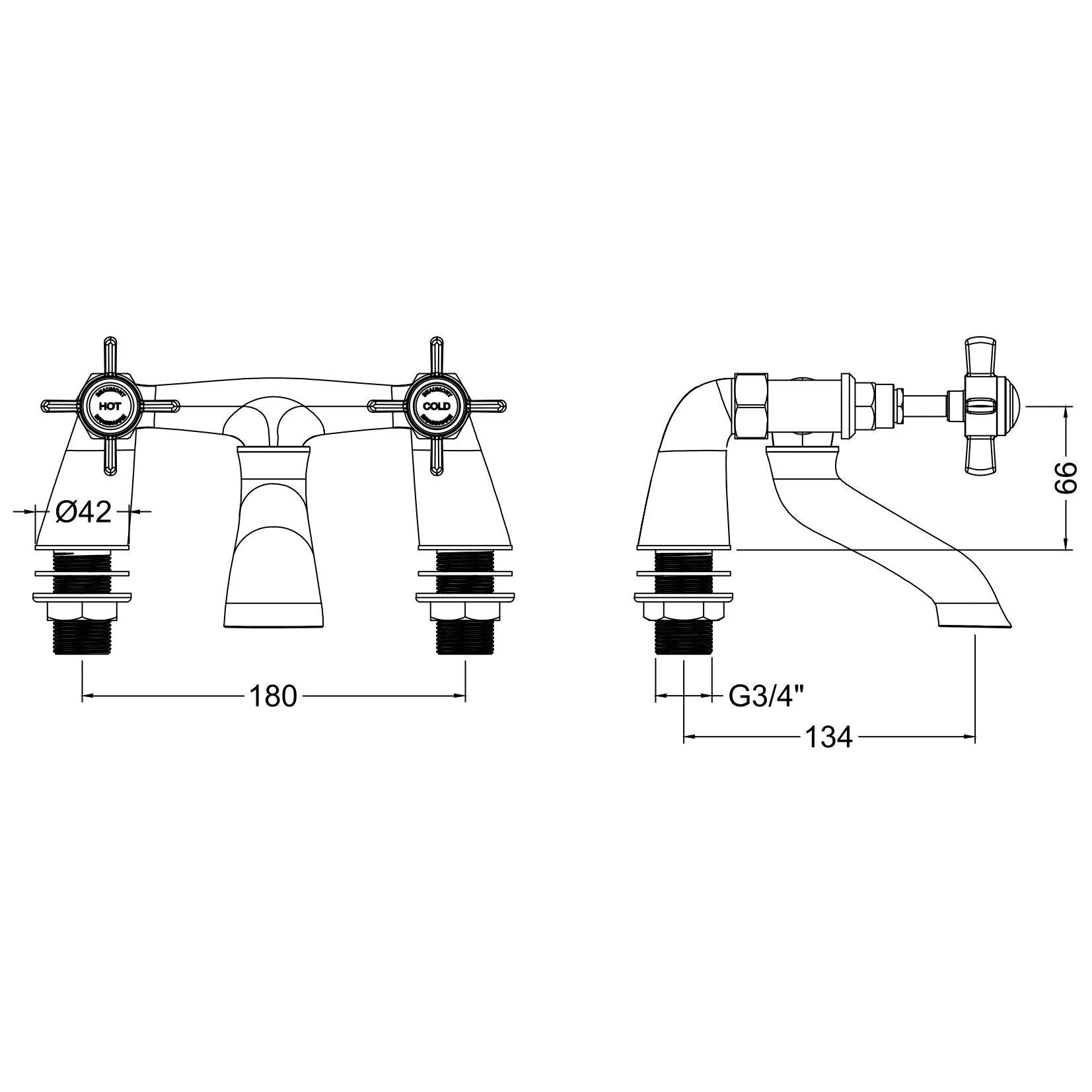 Chatsworth Deck Mounted Bath Filler Tap - Chrome