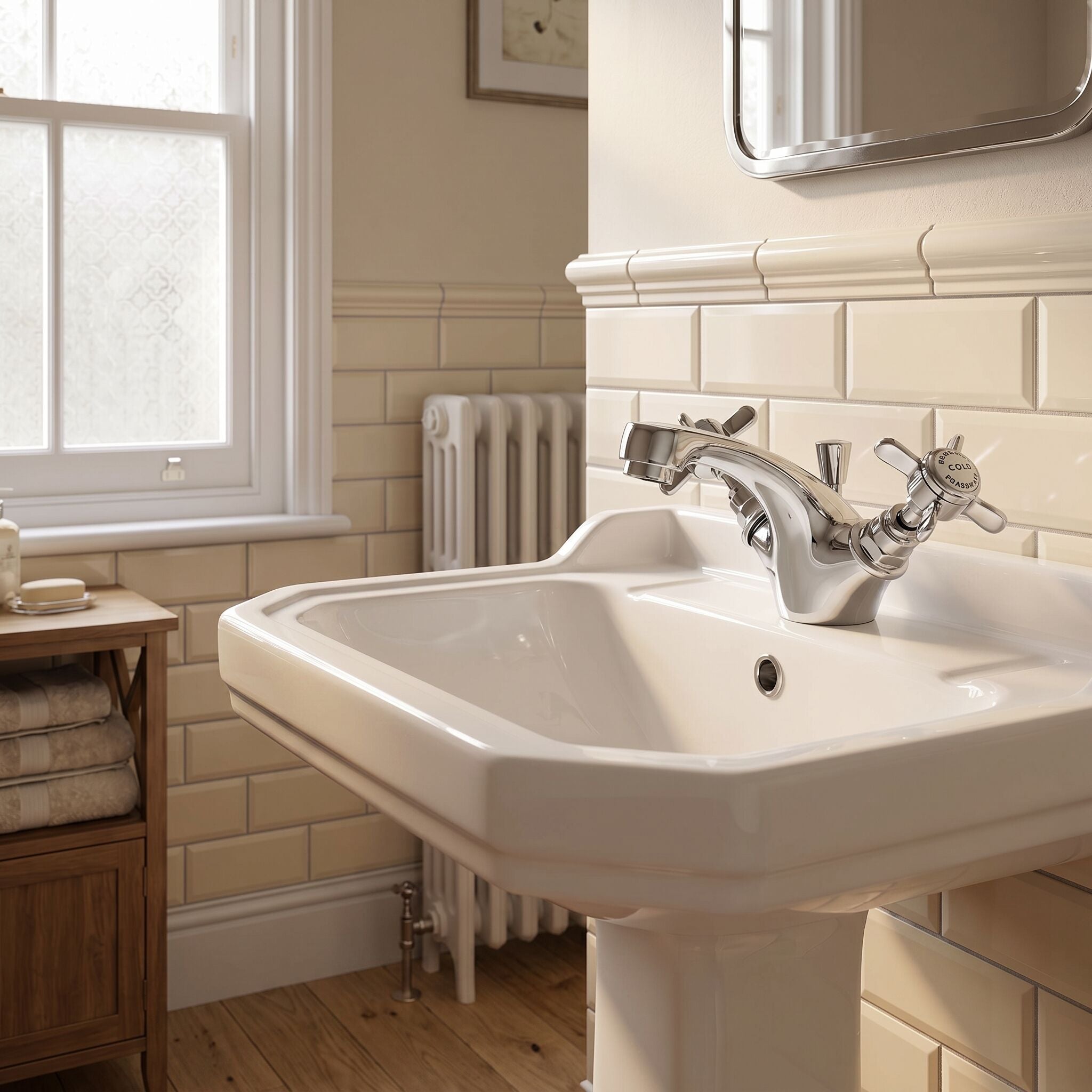 Chatsworth Mono Basin Mixer Tap Dual Handle With Pop Up Waste - Chrome