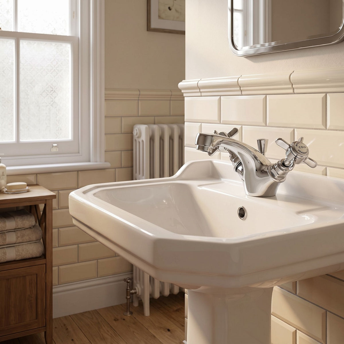 Chatsworth Dual Handle Mono Basin Mixer Tap With Pop Up Waste - Chrome