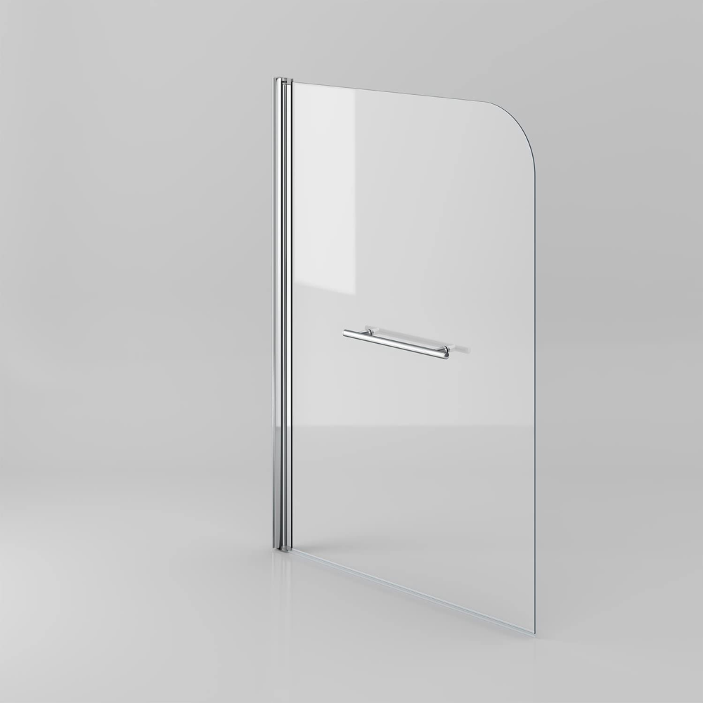 Curved Top Pivot Bath Screen with Towel Rail - Chrome
