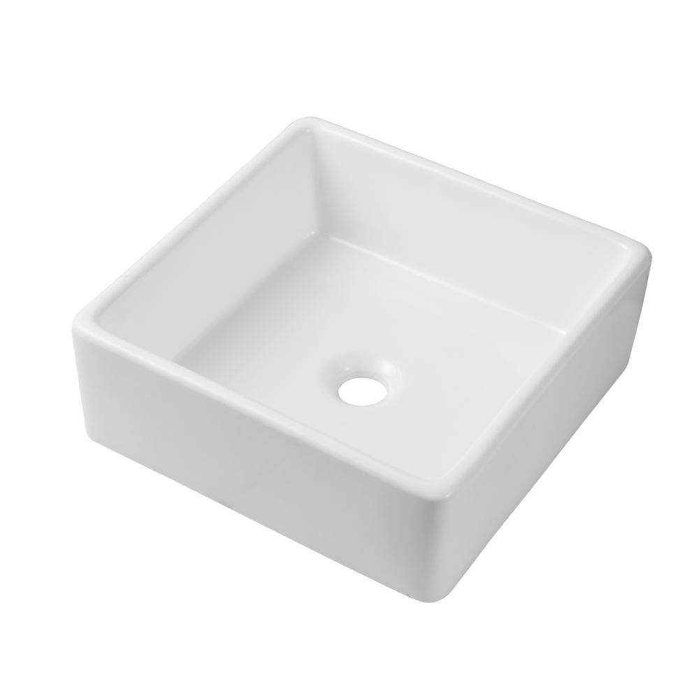 Cleo Square Cloakroom Countertop Basin - 380mm Wide - White