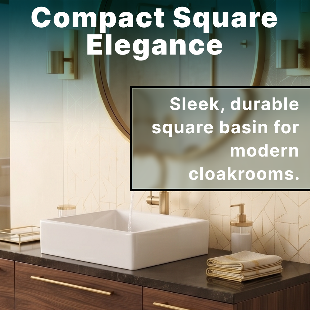 Cleo Square Cloakroom Countertop Basin - 380mm Wide - White