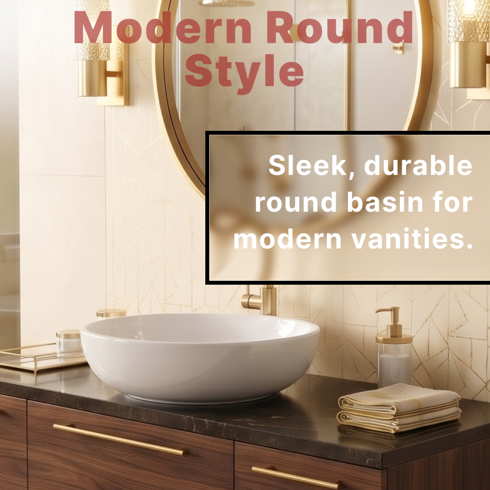 Cleo Round Cloakroom Countertop Basin - 415mm Wide - White