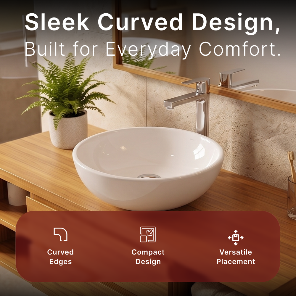 Cleo Round Cloakroom Countertop Basin - 415mm Wide - White