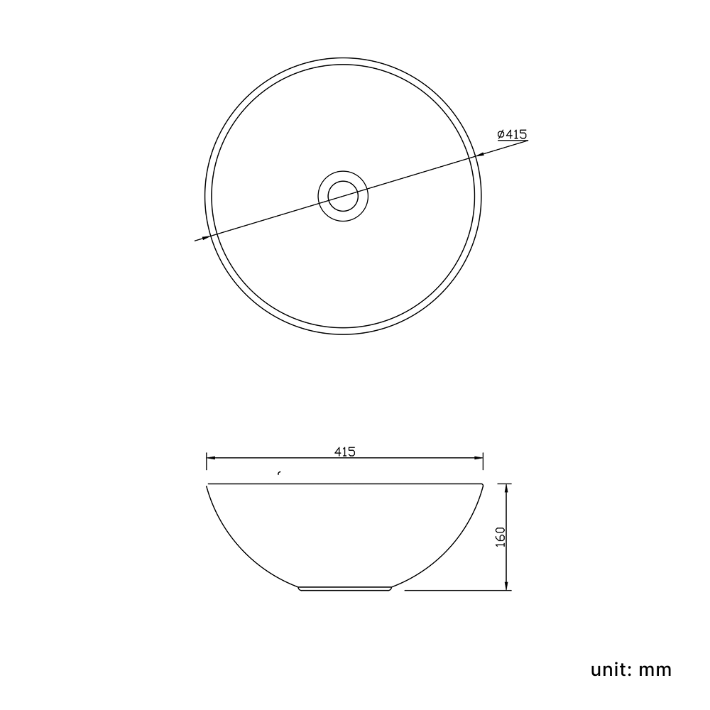 Cleo Round Cloakroom Countertop Basin - 415mm Wide - White