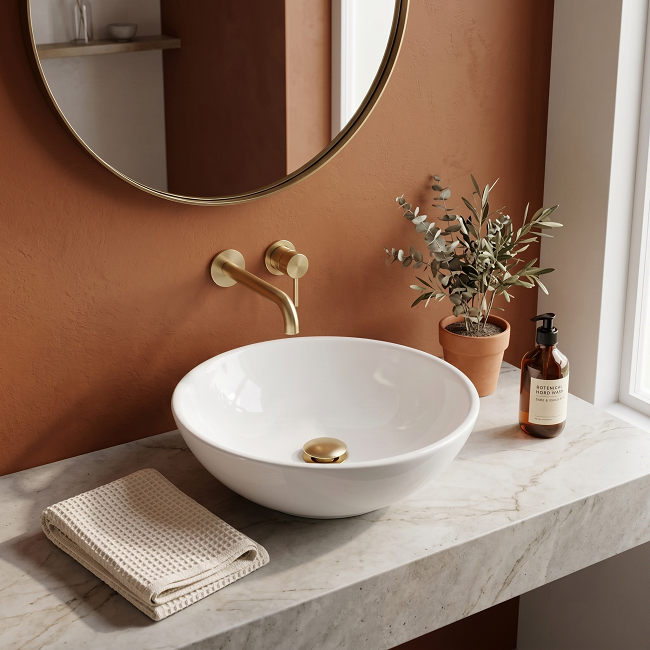 Cleo Round Cloakroom Countertop Basin - 415mm Wide - White