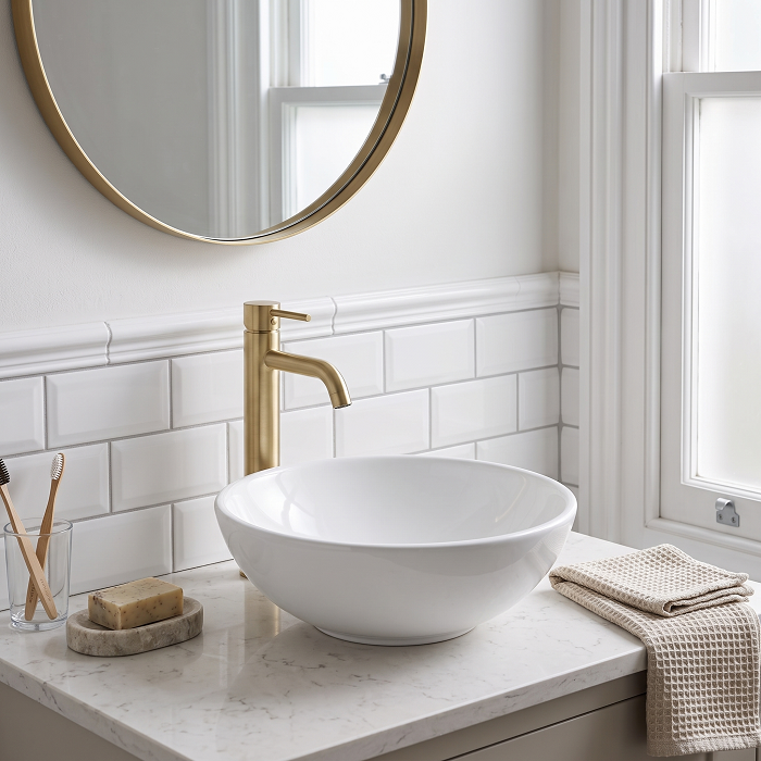 Cleo Round Cloakroom Countertop Basin - 415mm Wide - White