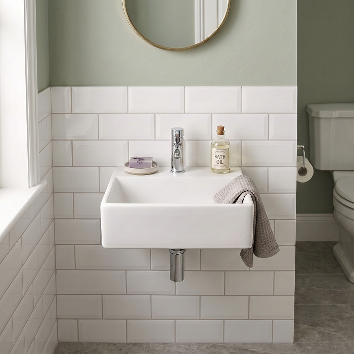 Nio Rectangle Cloakroom Wall Hung Basin - 1 TH - White