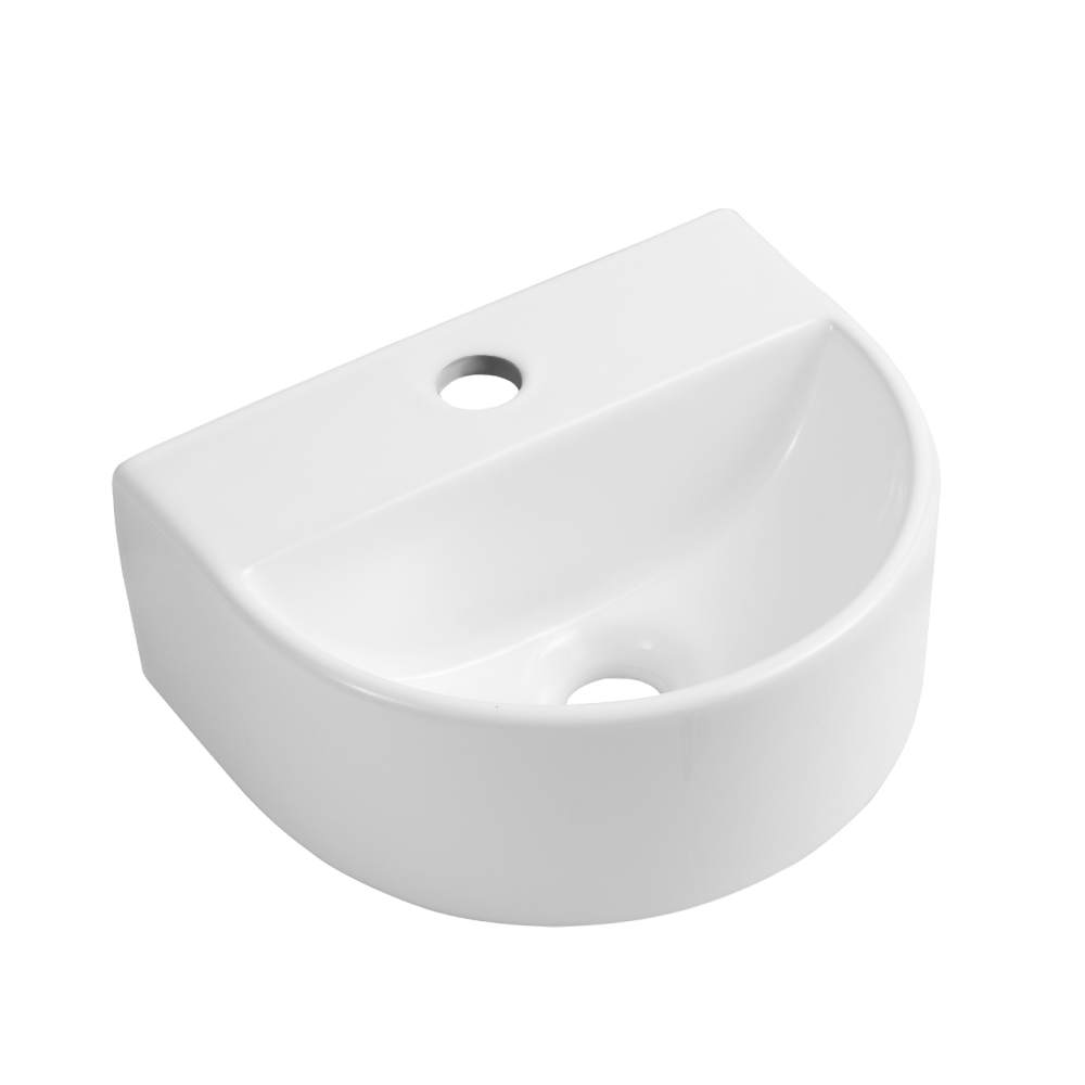 Nio Round D-Shaped Cloakroom Wall Hung Basin - 300mm Wide - 1 TH