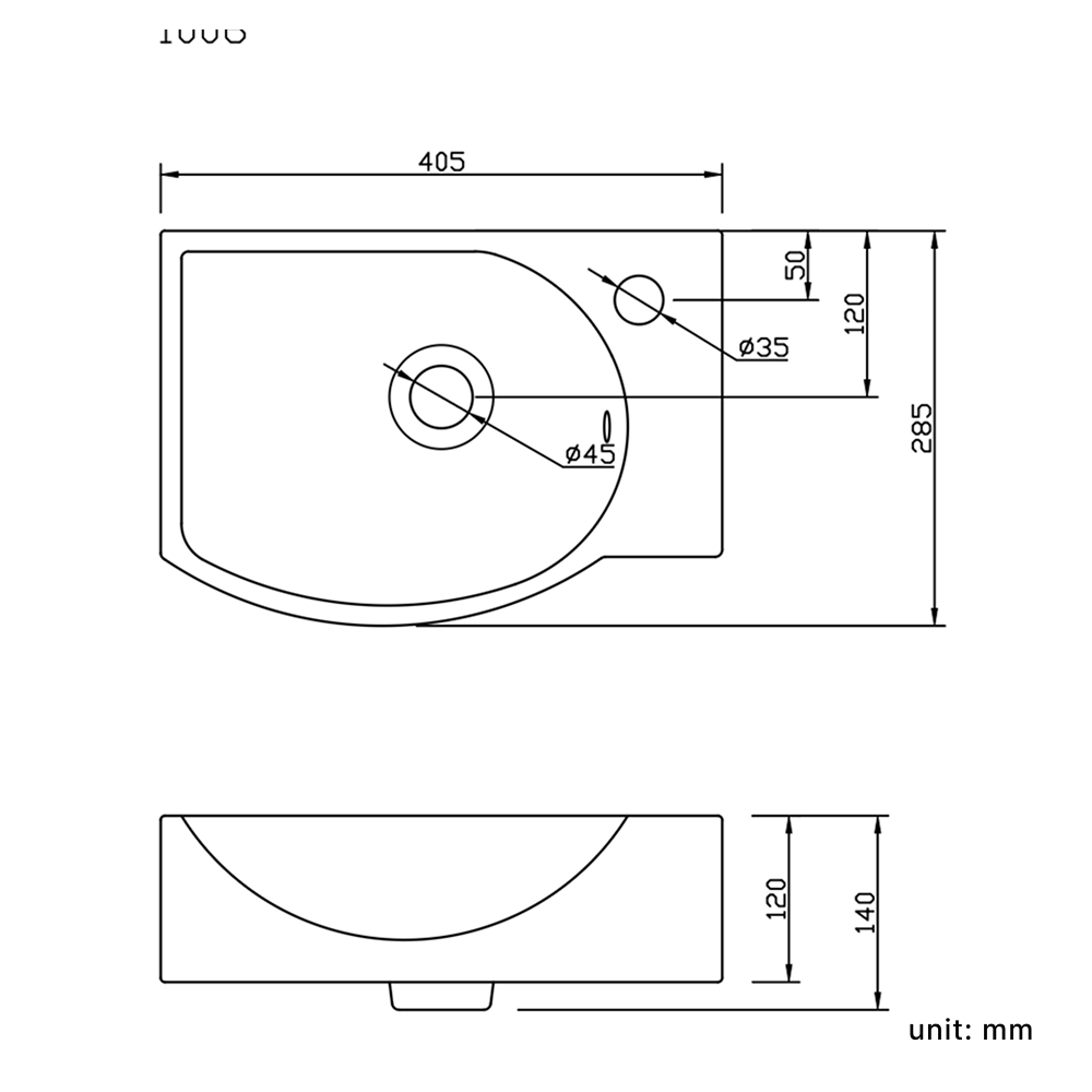 Nio Cloakroom Wall Hung Basin - 400mm Wide - 1 TH - White