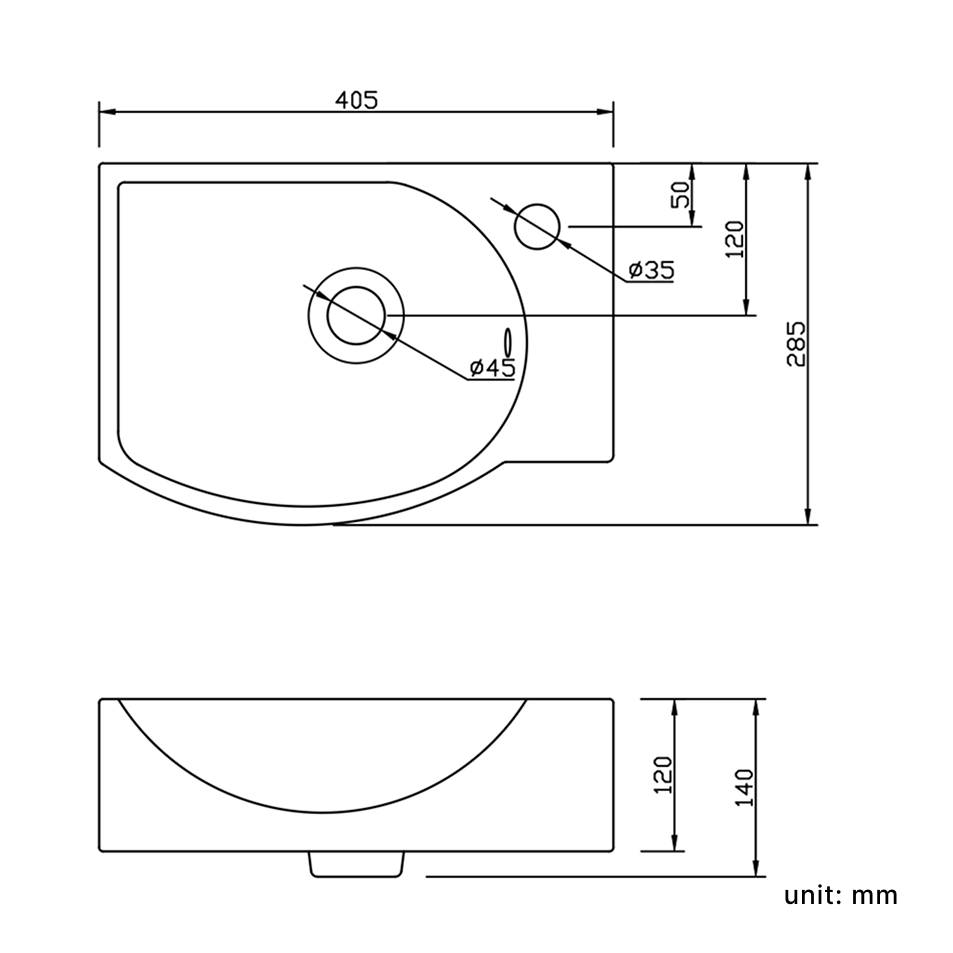 Nio Cloakroom Wall Hung Basin - 400mm Wide - 1 TH - White