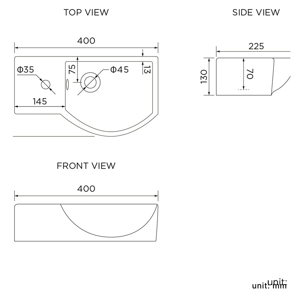 Nio Clockroom Wall Hung Basin - 1 TH - White
