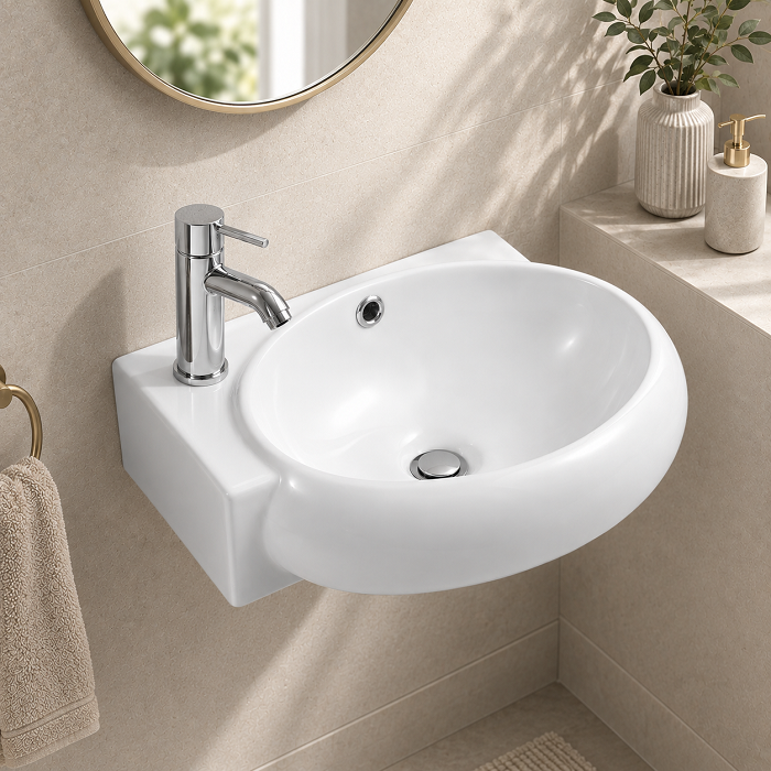 Nio Oval Wall Hung Basin - 430mm Wide - 1 TH - White