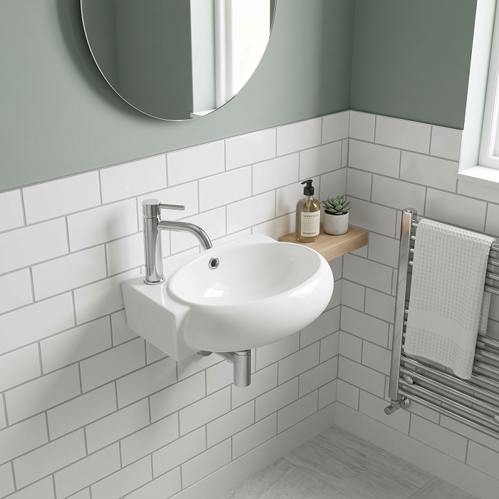 Nio Oval Wall Hung Basin - 430mm Wide - 1 TH - White
