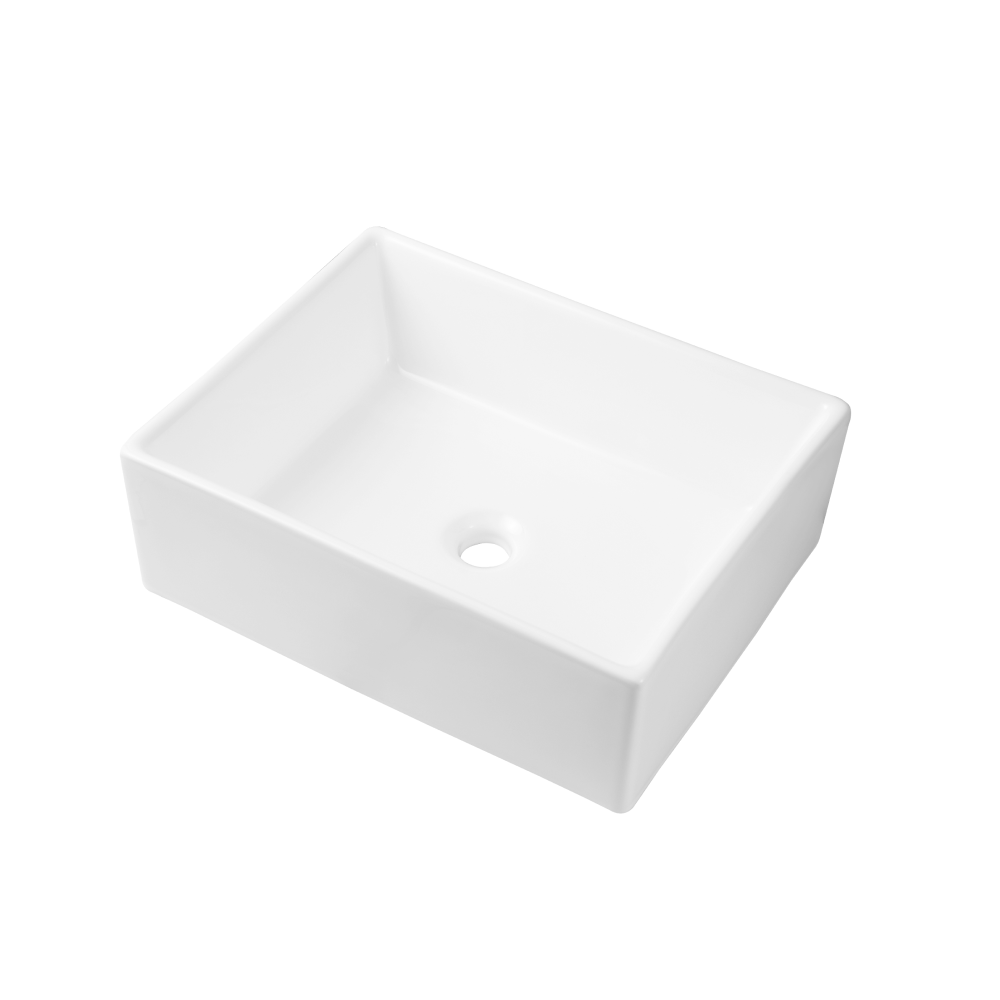 Cleo Rectangular Cloakroom Countertop Basin - 390mm Wide - White