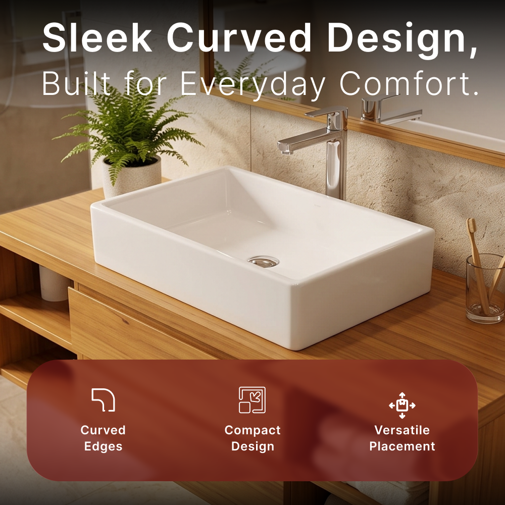 Cleo Rectangular Cloakroom Countertop Basin - 390mm Wide - White