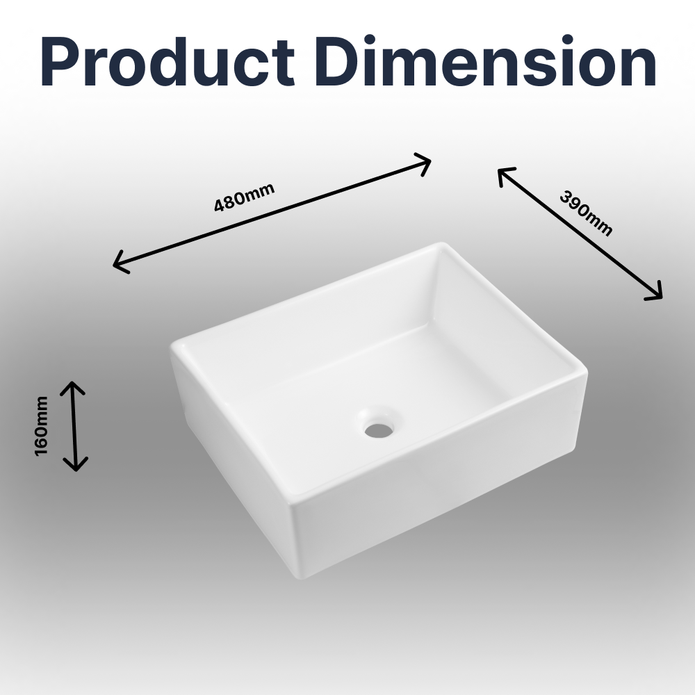 Cleo Rectangular Cloakroom Countertop Basin - 390mm Wide - White