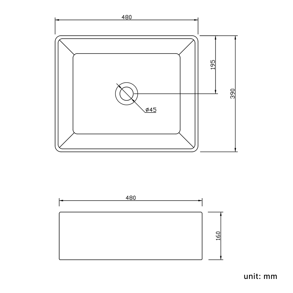 Cleo Rectangular Cloakroom Countertop Basin - 390mm Wide - White
