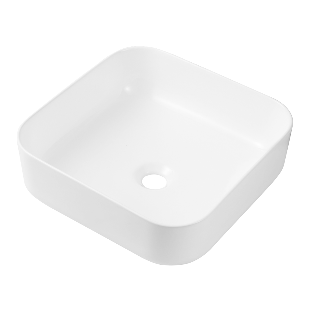 Cleo Soft Square Cloakroom Countertop Basin - 390mm Wide - White
