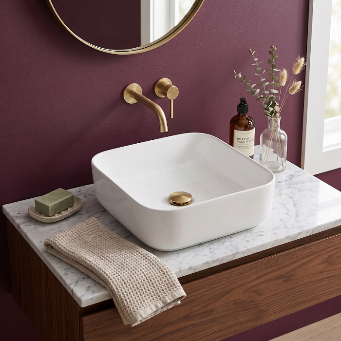 Cleo Soft Square Cloakroom Countertop Basin - 390mm Wide - White